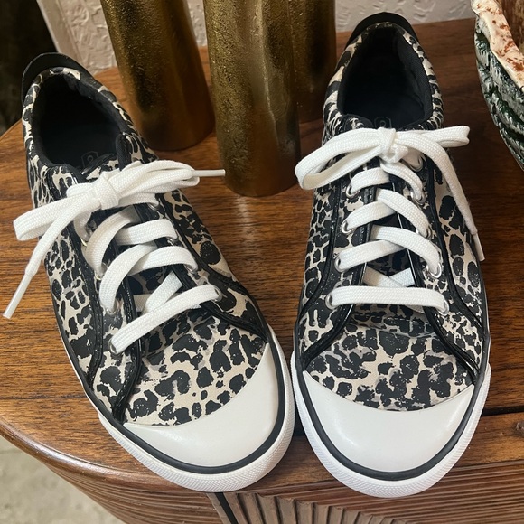 Coach Shoes - Coach Black and White Leopard Print Sneakers